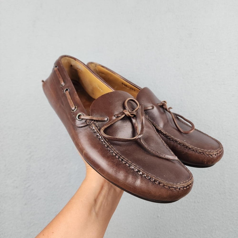 Car Shoe Shoes Mens Size 8 Brown Leather Moccasin Driving Loafers Italy KUD 180